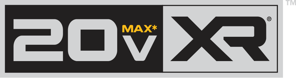 Logotipo con el texto '20V XR' en letras negras y blancas en negrita sobre un fondo rectangular.