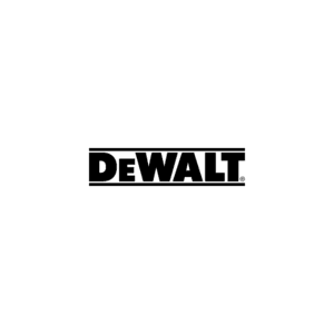 Logotipo de DEWALT en letras negras y audaces centrado sobre un fondo blanco.