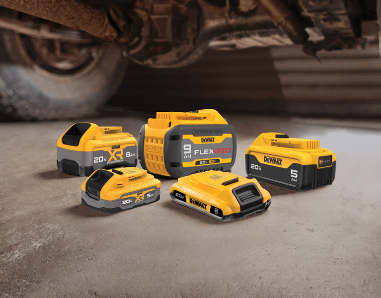 group shot of DEWALT 20V MAX* Batteries
